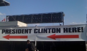 Banner for Bill Clinton at the Canadian National Exhibition